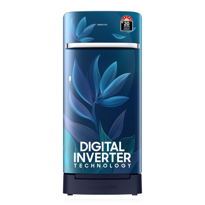 Samsung 189 L, 5 Star, Digital Inverter, Direct-Cool Single Door Refrigerator (RR21D2H259U/HL, Paradise Bloom Blue, Base Stand Drawer)