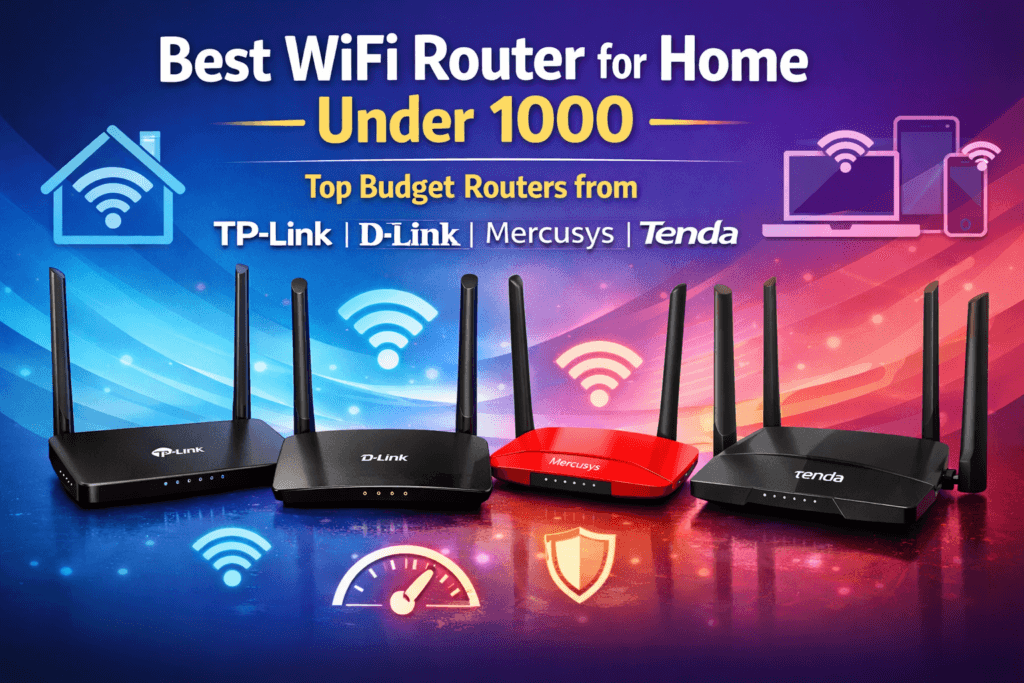 Best WiFi Router Under 1000 — top budget home routers from TP-Link, D-Link, Mercusys and Tenda compared in 2026