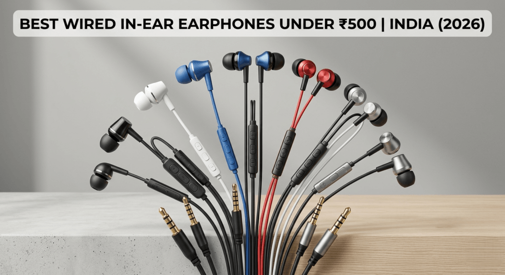 Best wired earphones under 500 India — wired in-ear buds with inline mic