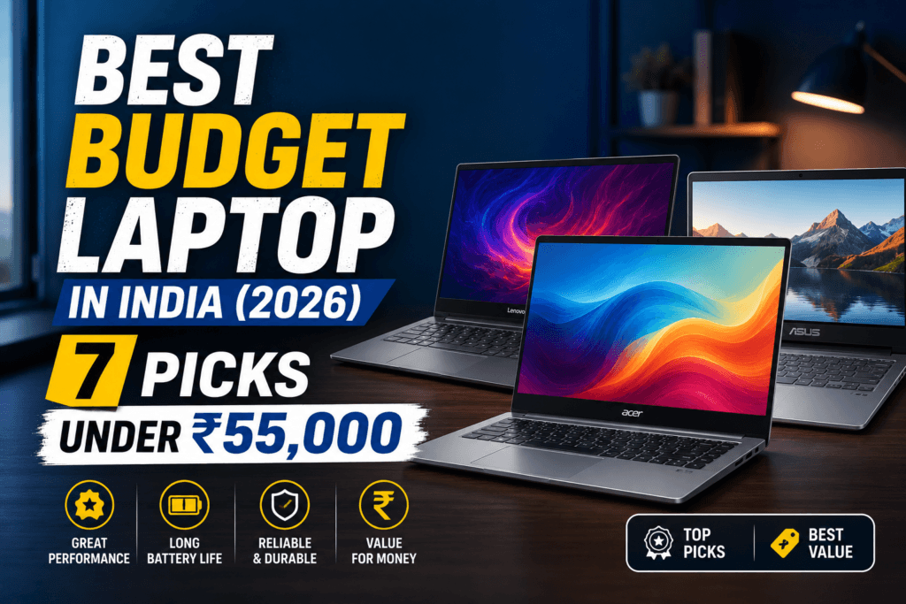 Best budget laptop India 2026 — Acer ASUS Lenovo HP laptops for students and office