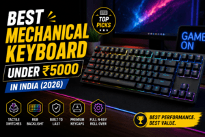 Best mechanical keyboard under 5000 India — 65 percent 75 percent and full-size gaming keyboards on a desk