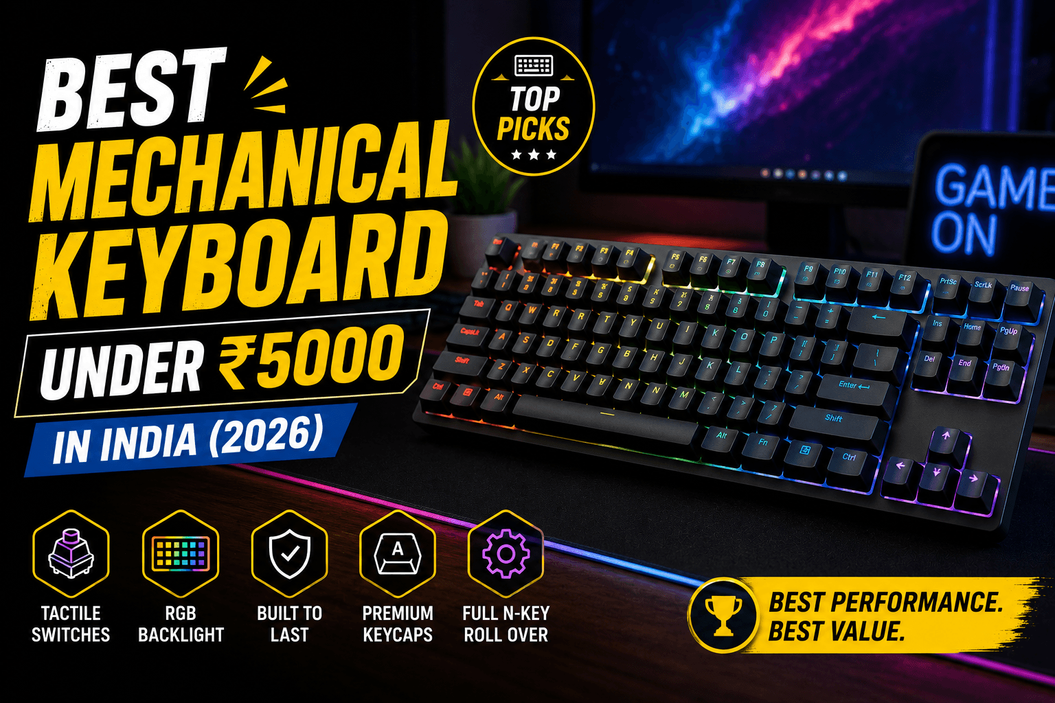 best mechanical keyboards under rs 5,000 in india:... Best Mechanical Keyboard Under 5000 in India (2026) | MnOnk
