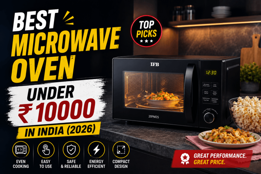 Best microwave under 10000 India — solo grill and convection microwave ovens on a kitchen counter