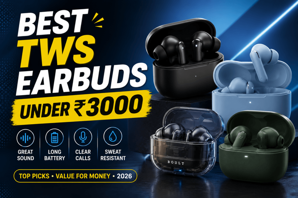 Best tws earbuds under 3000 India — true wireless earbuds with charging case
