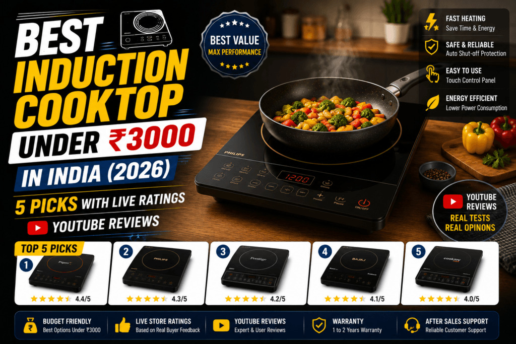 Best induction cooktop under 3000 India 2026 — Prestige and Philips induction stoves