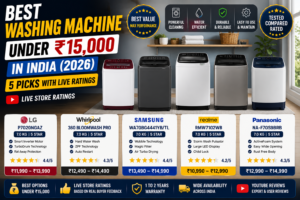 Best washing machine under 15000 India 2026 — LG Samsung Whirlpool Haier